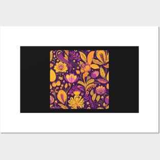 Purple and Yellow Flower Floral Posters and Art